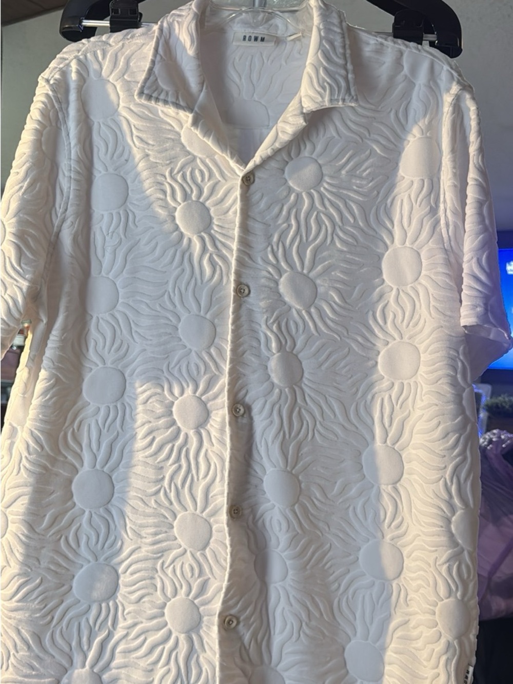 ROHM White Textured Short-Sleeve Button-Down Shirt#166